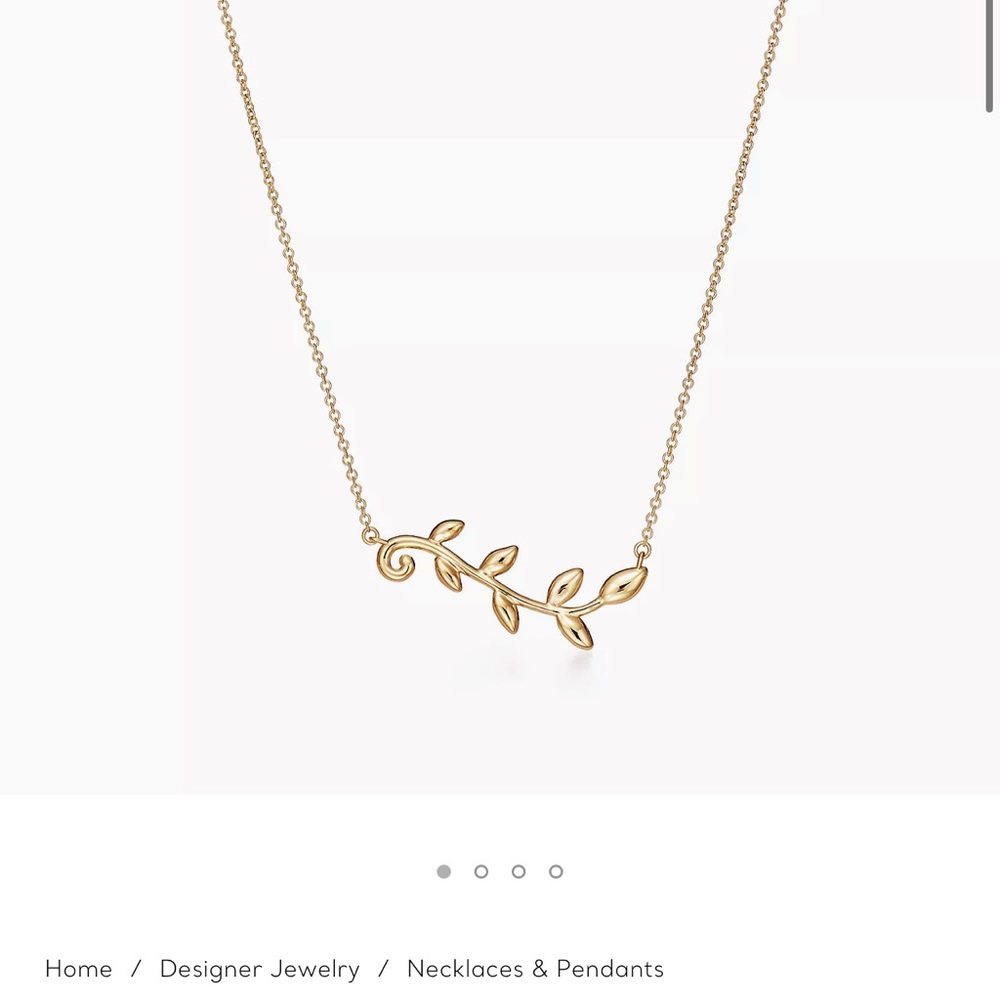 Tiffany&CO olive branch leaf pendant necklace
